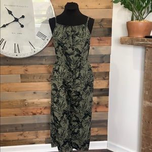 Palm leaves pant tank romper